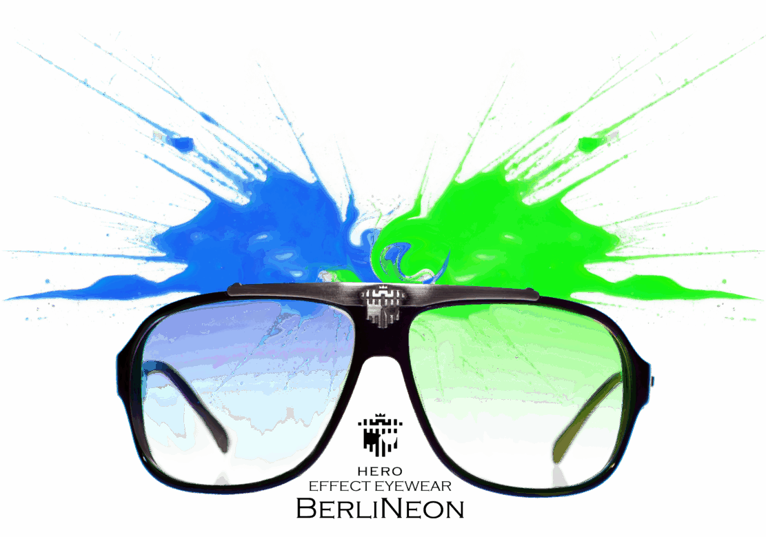 BerliNeon Hero-Effect-Eyewear from Berlin with love. Green blue